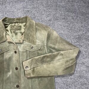 FOR JOSEPH Womens Jacket Sage Green Small Suede Olive Green‎ Trucker Button Down